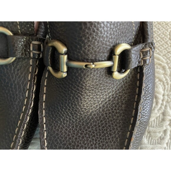 Florsheim Bit Loafers Dark Brown Pebbled Leather Drivers Shoe Mens 10.5 EEE